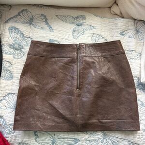 VINTAGE Brown Leather Mini Skirt